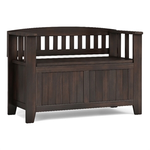 Acadian 36&quotWide Solid Wood Transitional Entryway Storage Bench in Brunette Brown