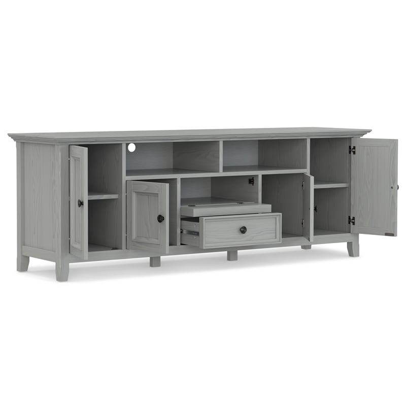 Amherst 72 inch Wide Solid Wood Transitional TV Stand in Fog Gray