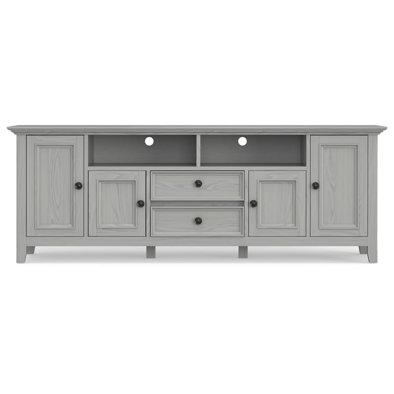 Amherst 72 inch Wide Solid Wood Transitional TV Stand in Fog Gray