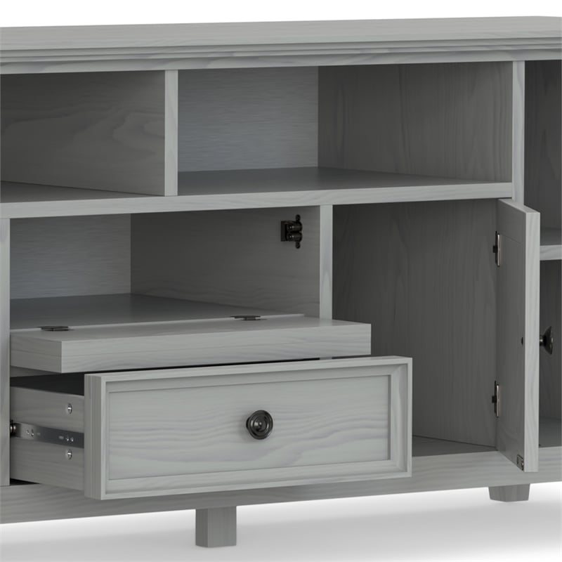 Amherst 72 inch Wide Solid Wood Transitional TV Stand in Fog Gray