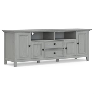 Amherst 72 inch Wide Solid Wood Transitional TV Stand in Fog Gray