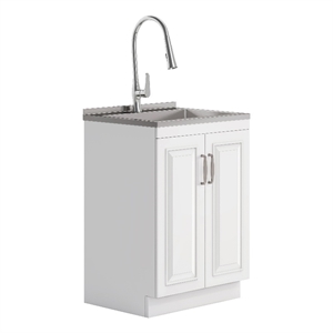 Darwin 24&quot Laundry Cabinet with Pull-out Faucet & Stainless Steel Sink
