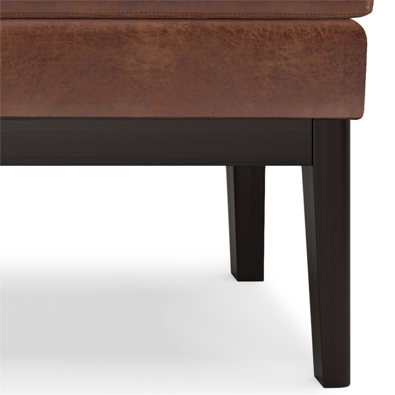 Carlson 45 inch Wide Ottoman Bench in Distressed Saddle Brown Vegan Faux Leather