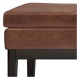 Carlson 45 inch Wide Ottoman Bench in Distressed Saddle Brown Vegan Faux Leather