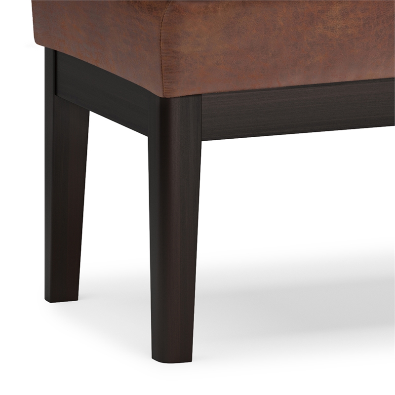 Carlson 45 inch Wide Ottoman Bench in Distressed Saddle Brown Vegan Faux Leather
