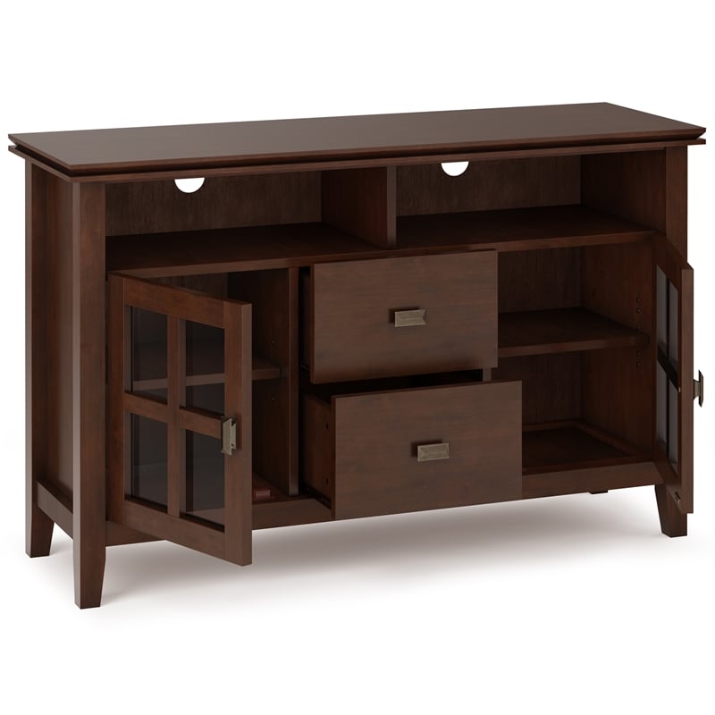Artisan SOLID WOOD 48 inch Wide Contemporary TV Media Stand in Russet Brown