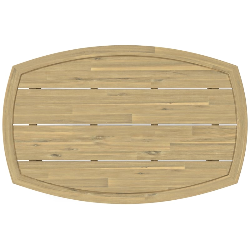 Parkside 45 inch Wide Contemporary Outdoor Coffee Table in Light Teak