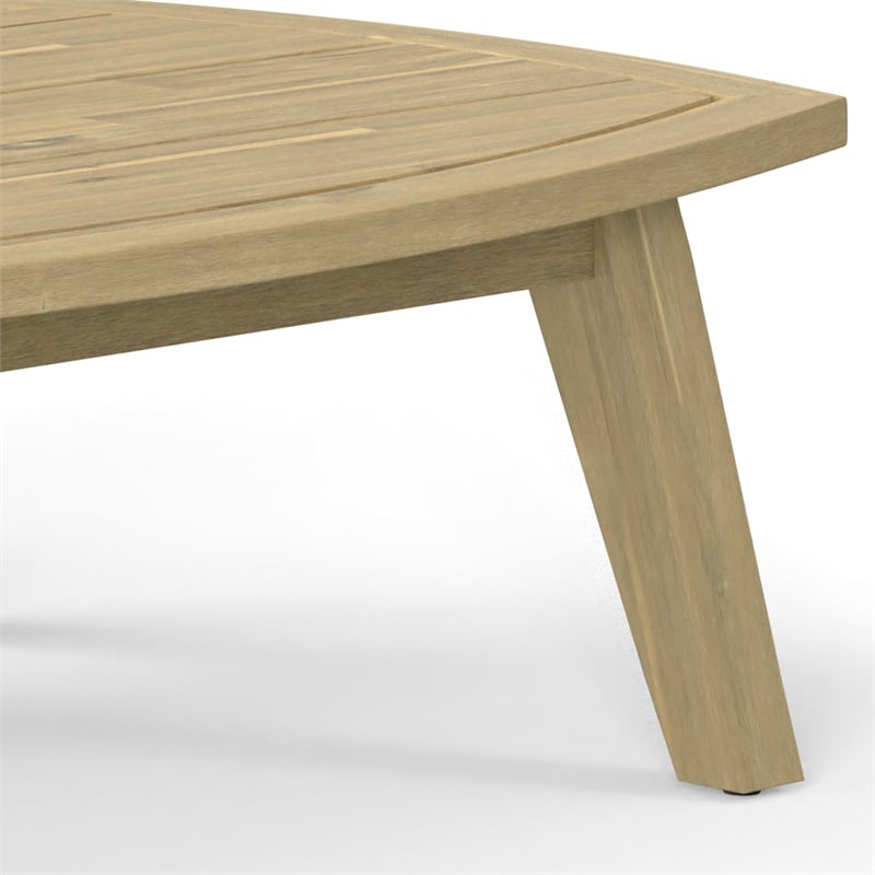 Parkside 45 inch Wide Contemporary Outdoor Coffee Table in Light Teak