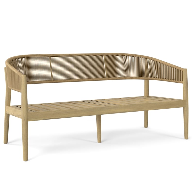 Bayshore 59 inch Wide Contemporary Outdoor Sofa in Natural Polyester Fabric