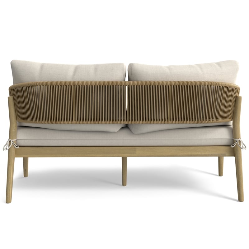 Bayshore 59 inch Wide Contemporary Outdoor Sofa in Natural Polyester Fabric