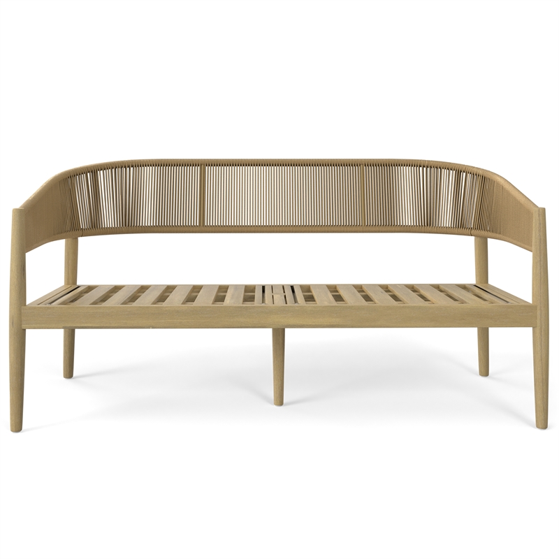 Bayshore 59 inch Wide Contemporary Outdoor Sofa in Natural Polyester Fabric