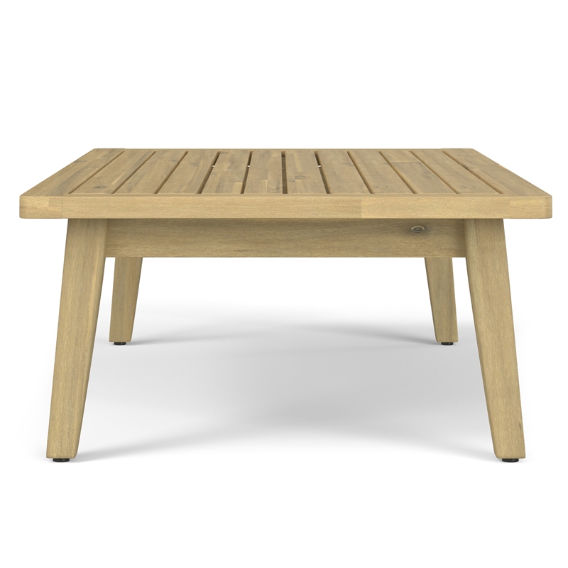 Palmetto 43 inch Wide Contemporary Outdoor Coffee Table in Light Teak