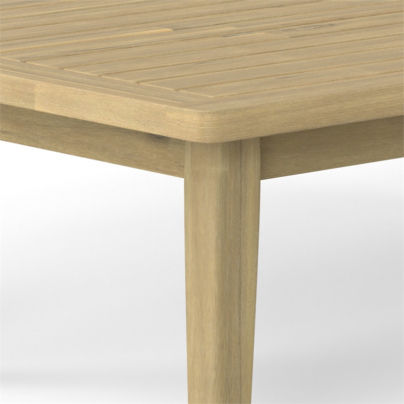 Palmetto 43 inch Wide Contemporary Outdoor Coffee Table in Light Teak