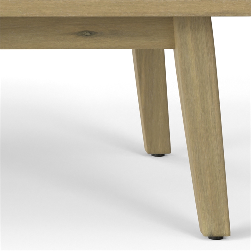 Palmetto 43 inch Wide Contemporary Outdoor Coffee Table in Light Teak