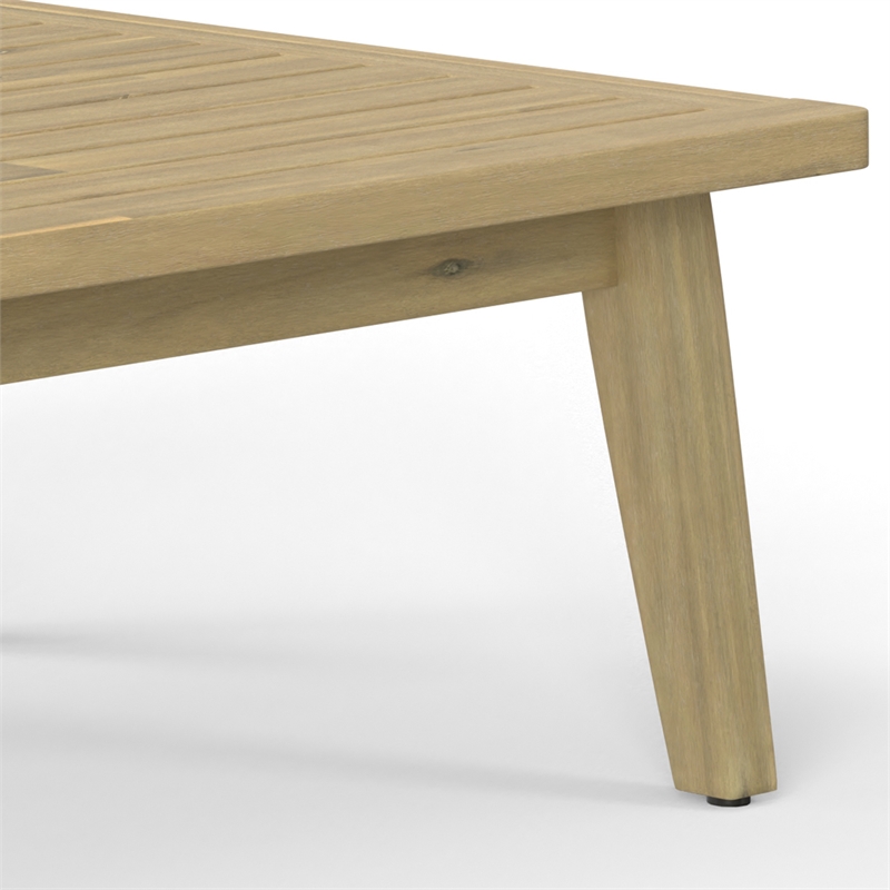 Palmetto 43 inch Wide Contemporary Outdoor Coffee Table in Light Teak