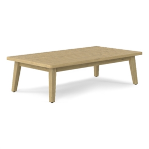 Palmetto 43 inch Wide Contemporary Outdoor Coffee Table in Light Teak