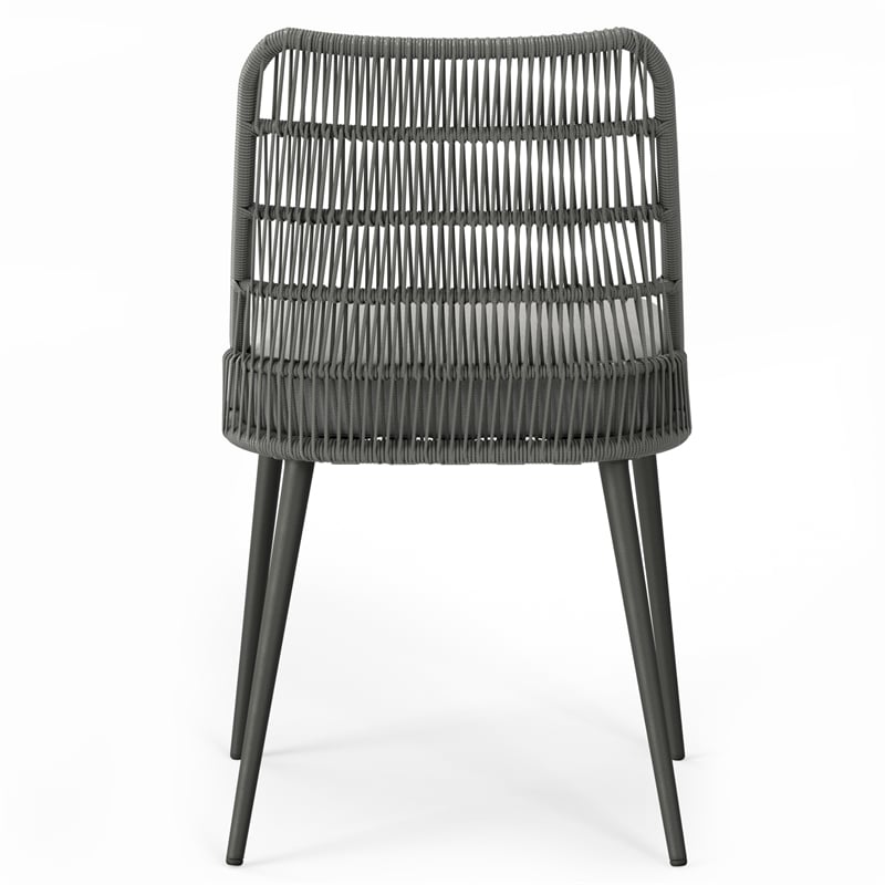 Beachside Contemporary Outdoor Dining Chair (Set of 2) in Gray Polyester Fabric