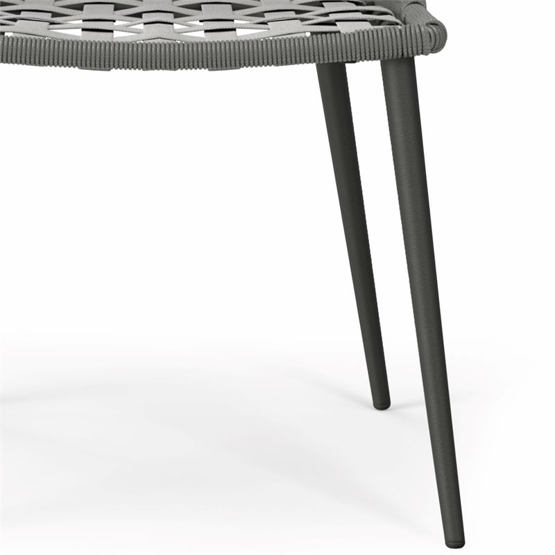 Beachside Contemporary Outdoor Dining Chair (Set of 2) in Gray Polyester Fabric