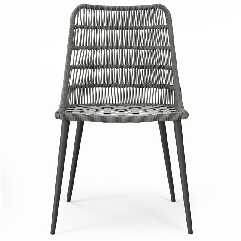 Beachside Contemporary Outdoor Dining Chair (Set of 2) in Gray Polyester Fabric