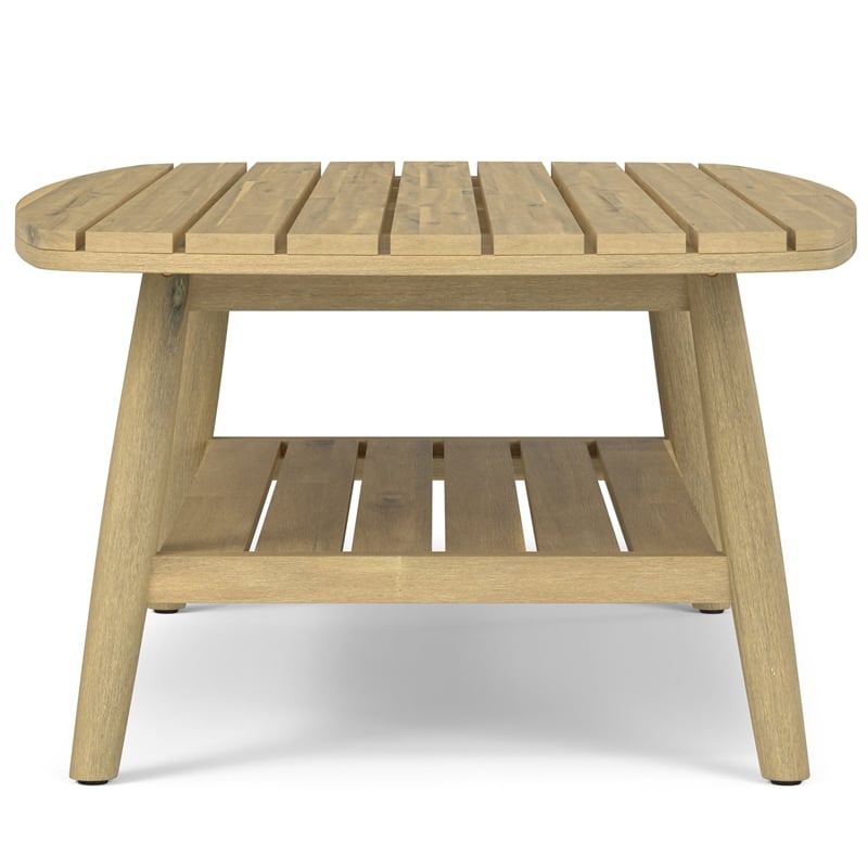 Bayshore 43 inch Wide Contemporary Outdoor Coffee Table in Light Teak