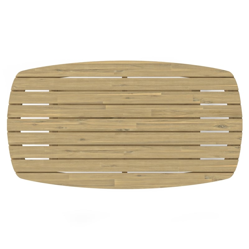 Bayshore 43 inch Wide Contemporary Outdoor Coffee Table in Light Teak
