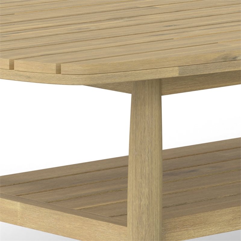 Bayshore 43 inch Wide Contemporary Outdoor Coffee Table in Light Teak