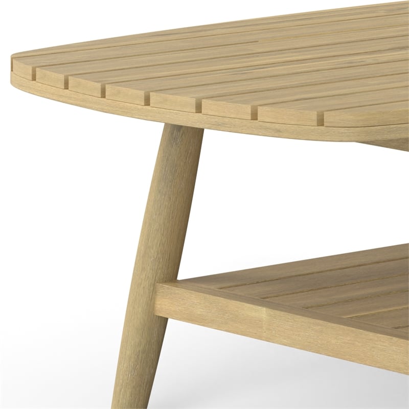 Bayshore 43 inch Wide Contemporary Outdoor Coffee Table in Light Teak