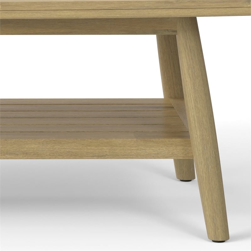 Bayshore 43 inch Wide Contemporary Outdoor Coffee Table in Light Teak