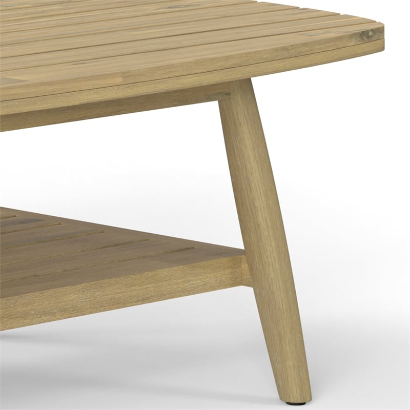 Bayshore 43 inch Wide Contemporary Outdoor Coffee Table in Light Teak