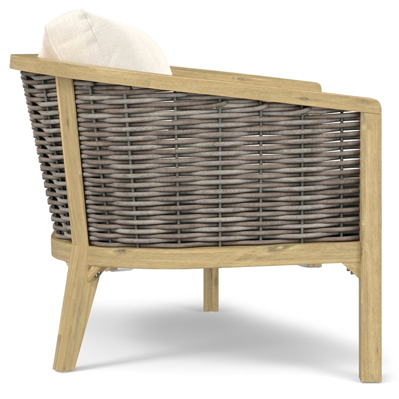 Parkside 70 inch Wide Contemporary Outdoor Sofa in Natural  Polyester Fabric