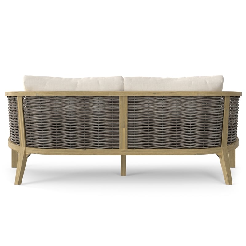 Parkside 70 inch Wide Contemporary Outdoor Sofa in Natural  Polyester Fabric