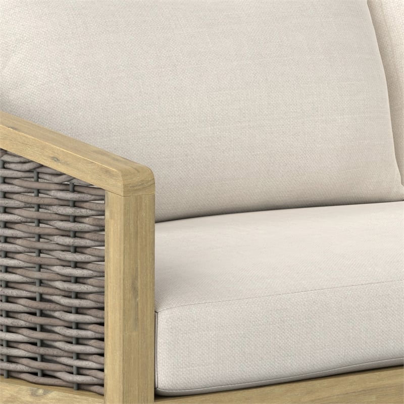 Parkside 70 inch Wide Contemporary Outdoor Sofa in Natural  Polyester Fabric