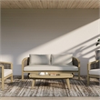 Parkside 70 inch Wide Contemporary Outdoor Sofa in Natural  Polyester Fabric