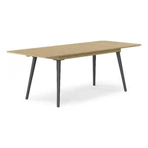 Beachside ACACIA WOOD 87&quot Wide Outdoor Extendable Dining Table in Light Teak