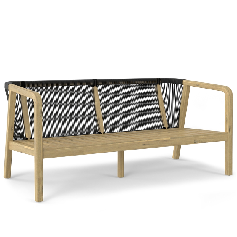 Palmetto 58 inch Wide Contemporary Outdoor Sofa in Stone Gray Polyester Fabric