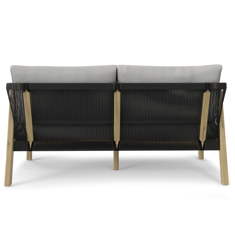 Palmetto 58 inch Wide Contemporary Outdoor Sofa in Stone Gray Polyester Fabric