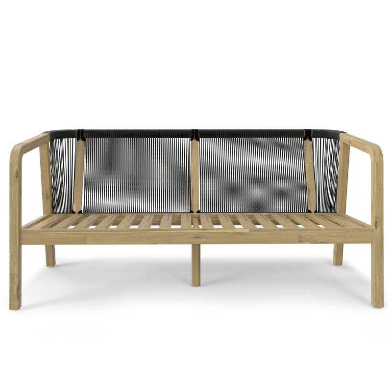 Palmetto 58 inch Wide Contemporary Outdoor Sofa in Stone Gray Polyester Fabric