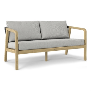 Palmetto 58 inch Wide Contemporary Outdoor Sofa in Stone Gray Polyester Fabric