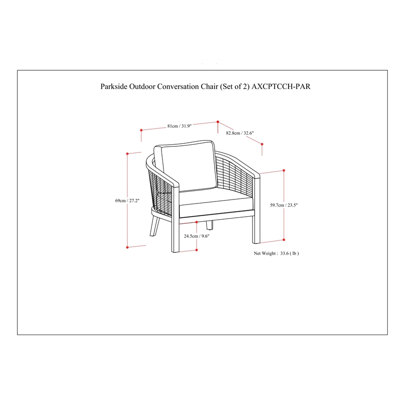 Parkside 32 Wide Outdoor Conversation Chair (2pcs) in Natural Polyester  Fabric