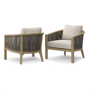 Parkside 32&quot Wide Outdoor Conversation Chair (2pcs) in Natural Polyester Fabric