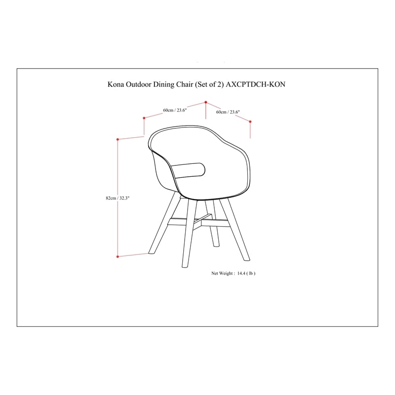 Kona Contemporary Outdoor Dining Chair in Plastic ( Set of 2 ) in Taupe