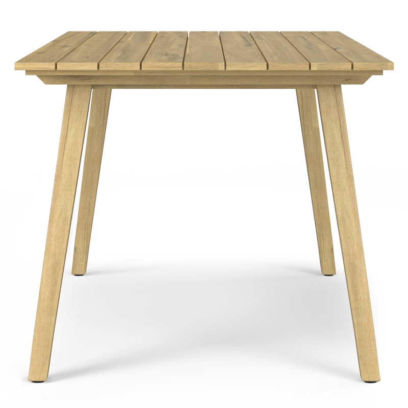 Kona 65 inch Wide Contemporary Outdoor Dining Table in Light Teak