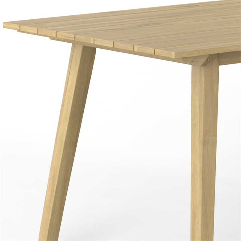 Kona 65 inch Wide Contemporary Outdoor Dining Table in Light Teak