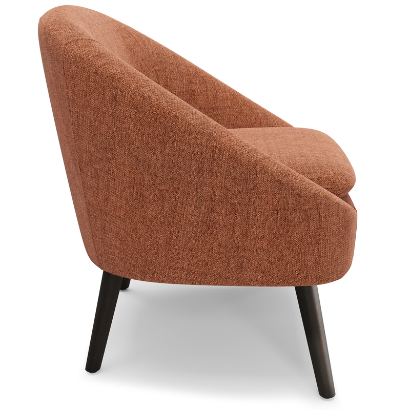 Redding Mid Century Modern Accent Chair in Rust Fabric