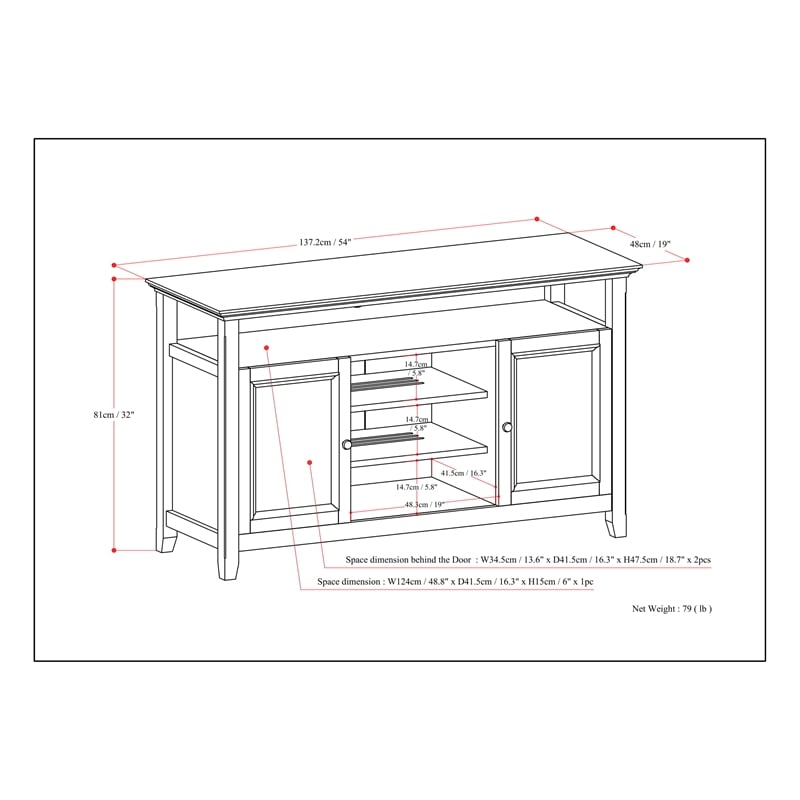 Amherst 54 inch Wide Solid Wood Transitional TV Stand in Antique White