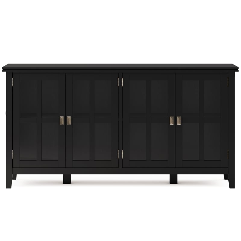 Artisan SOLID WOOD 66 inch Wide  Wide 4 Door Storage Cabinet in Black