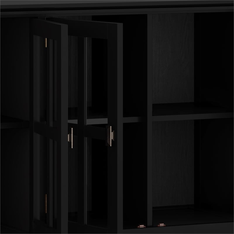 Artisan SOLID WOOD 66 inch Wide  Wide 4 Door Storage Cabinet in Black