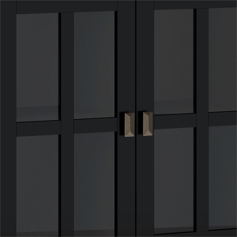 Artisan SOLID WOOD 66 inch Wide  Wide 4 Door Storage Cabinet in Black