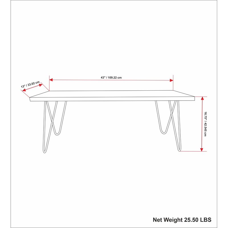 Colton SOLID MANGO WOOD 42 inch Wide Industrial Contemporary Bench in Natural