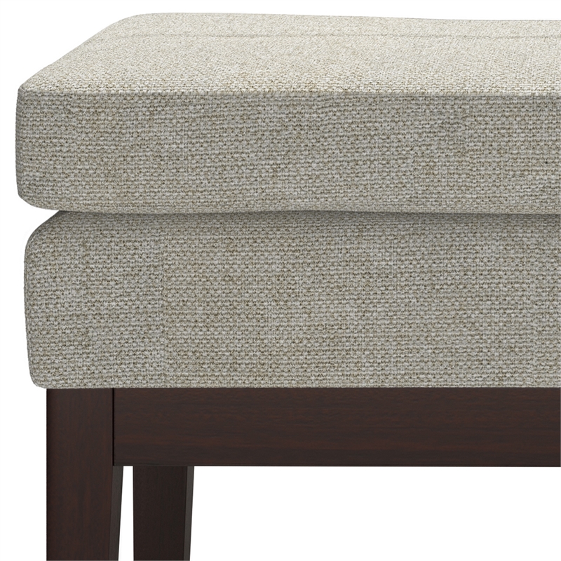 Carlson 27 inch Wide Mid Century Small Ottoman Bench in Greige Linen-Look Fabric